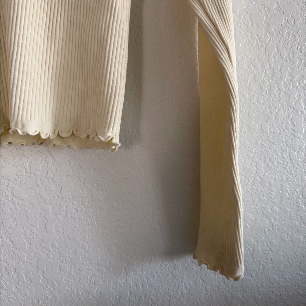 Free People Cream Long Sleeve Ribbed Top - Picture 6 of 9